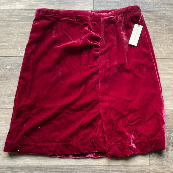 Anthropologie Dresses & Skirts - Anthropologie Montie velvet mini skirt raspberry red NEW Women's size 10